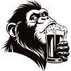 Funny monkey drinks foamy drink