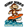 Surf Vibes, Monkey Edition. Glücklicher Surfaffe