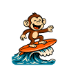 Surfing Monkey Cartoon - Summer Tropical Design