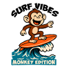 Surf Vibes, Monkey Edition. Glücklicher Surfaffe