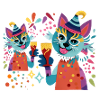 Kuschelige Partykatzen Neonfarben