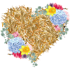 Heart of straw with spring flowers