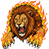 Lion en flammes