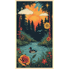 Sunset pond in landscape