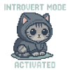 Introvert Mode – Hoodie-Katze in Pixelstil