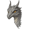 Dragon head illustration with golden eyes