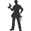 Craftsman silhouette with tools