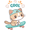 Trendy kawaii skateboard kitten
