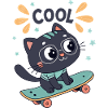 Chic skater cat on board