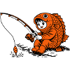 Boy in fish costume fishing