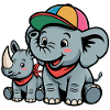 Funny Elephant Rhino Duo Cap
