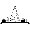 Christmas tree on shelf with gifts