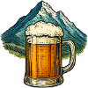 Mountain beer motif with mountains