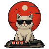 Sunset Cat with Sushi