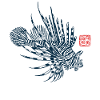 Feuerfisch mit Kanji Stempel