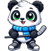 Süßer Panda Eishockeyspieler Cartoon Wintersport