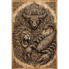 Animal Mandala: Lion Bison Snake