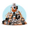 Camera pile illustration