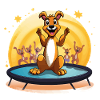 Cheerful dog on trampoline
