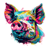 Pop-Art Schwein Kopf Farbexplosion