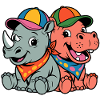 Tierduo mit bunten Caps