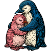 Hugged Penguins: Blue Pink Duo