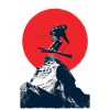Skisprung über Felsgipfel