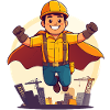Bauhelden Superheld Bauarbeiter Held der Baustelle