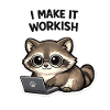 Workish Waschbär am Laptop