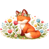 Niedlicher Frühlingsfuchs mit Blumenkranz