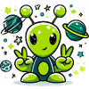 Extraterrestre vert dans l’espace