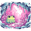 Frosch im pinken Kristallkessel