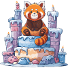 Roter Panda auf Eis-Torte