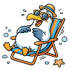 Relaxte Möwe am Strand