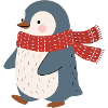 Penguin with red winter scarf