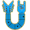 Blue U-Shape Guitar with Rock Hand