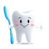 Smiling tooth with toothbrush