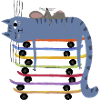 blue cat on skateboards