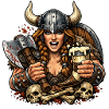 Guerrier viking avec casque et bière