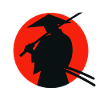 Graduated ninja on red sun background