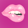 Glossy Pink Lip Bite on Magenta