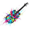 Elektrisk guitar farverig musik rock splash