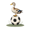 Duck balances soccer ball