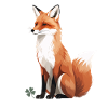 Sitzender Fuchs mit Kleeblatt