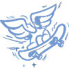 Wing Skateboard Heart Blue