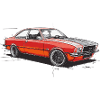 Roter Oldtimer-Coupéwagen