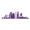 Urban silhouette in purple gradation