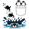 Pinguin Sprung ins Wasser Pocket Design