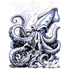 Japan Fisherman Kraken Fight – Ukiyo-e Squid