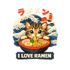 Cat Eats Ramen Noodles Poster